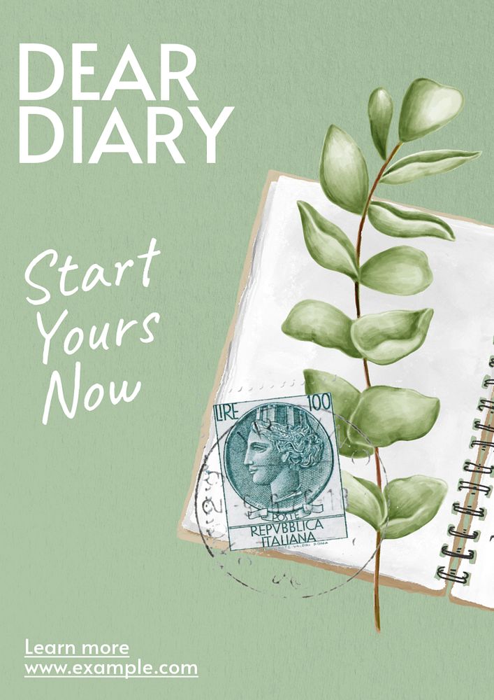 Dear diary poster template, editable text and design