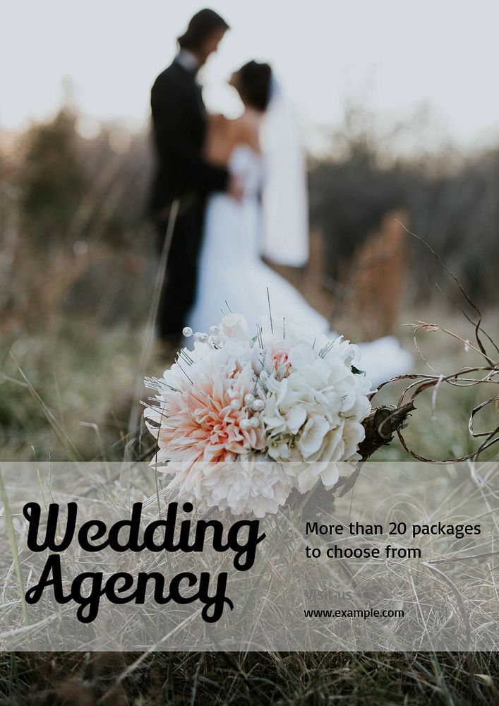 Wedding agency poster template, editable text & design