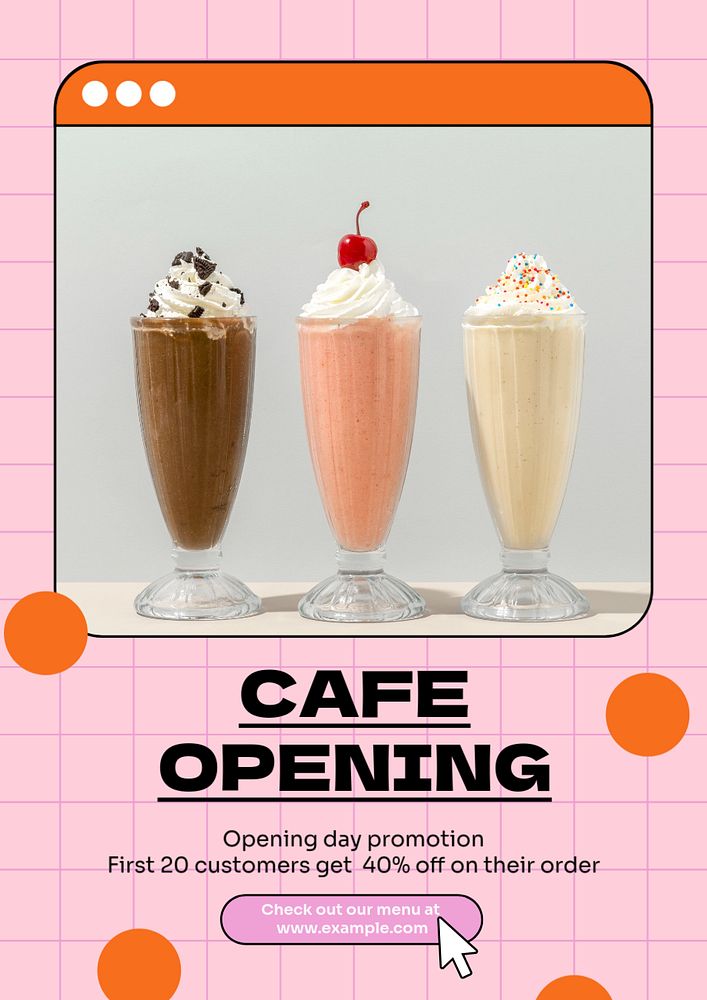 Cafe opening poster template, editable text & design