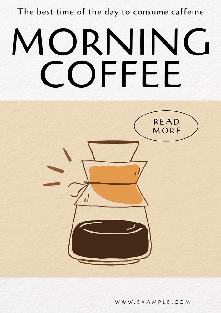 Morning coffee poster template, editable text and design