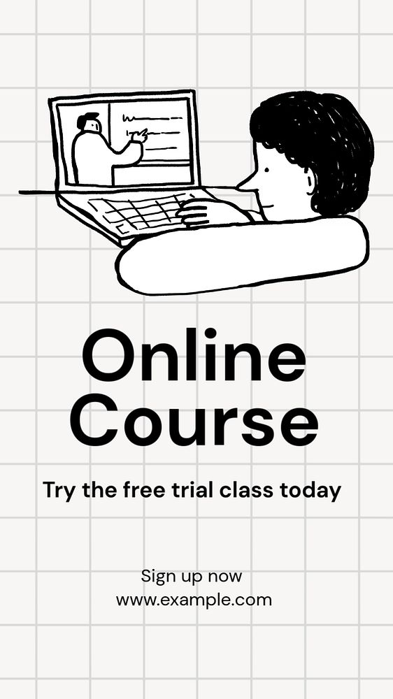 Online course  Instagram story template, editable text