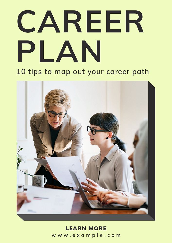 Career plan poster template, editable text & design