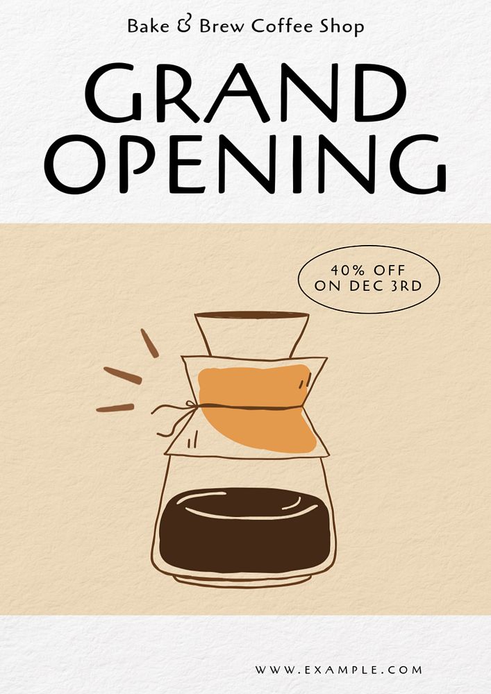 Grand opening poster template, editable text and design