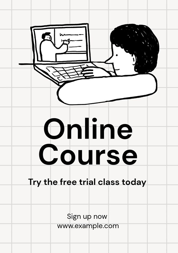 Online course  poster template, editable text and design