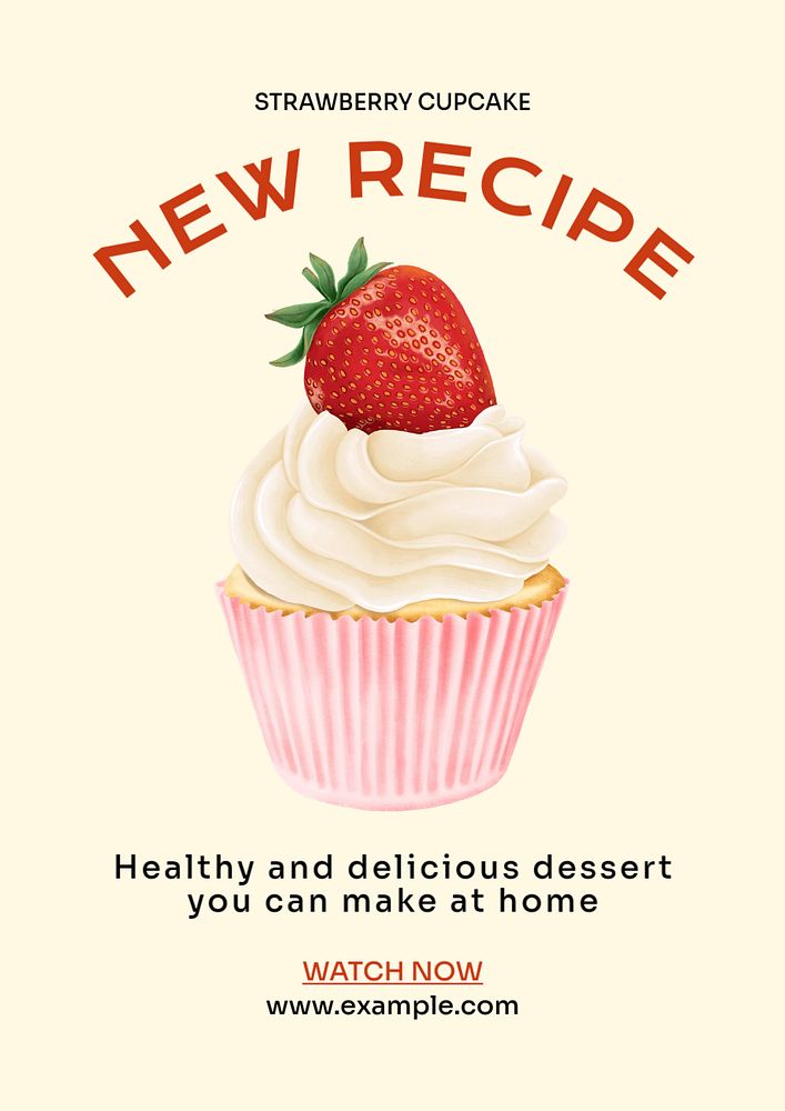 New recipe poster template, editable text and design