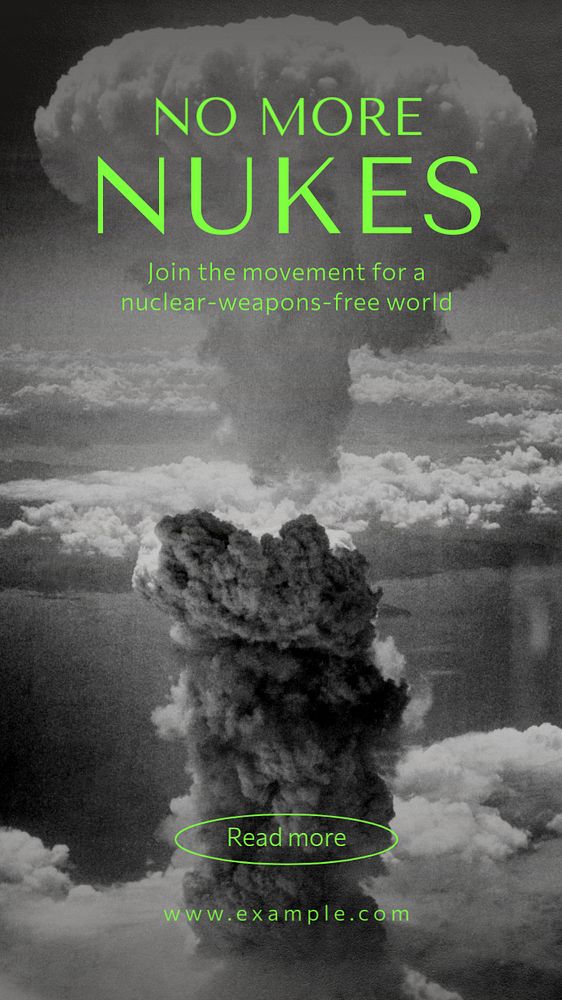 No more nuclear weapons Instagram story template, editable text