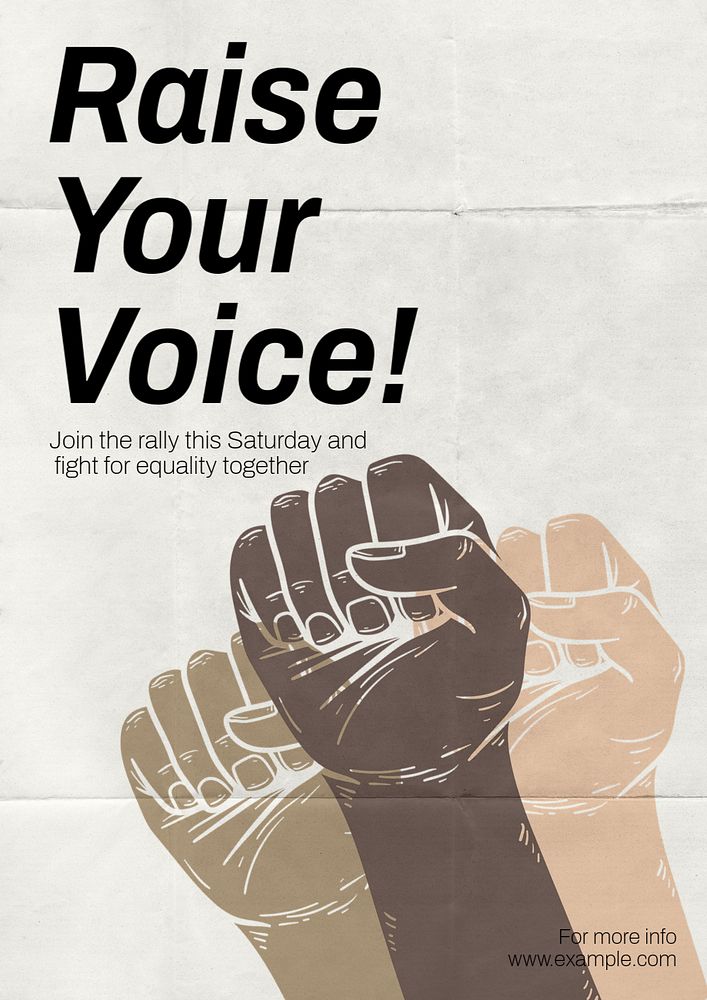 Equality rally poster template, editable text & design