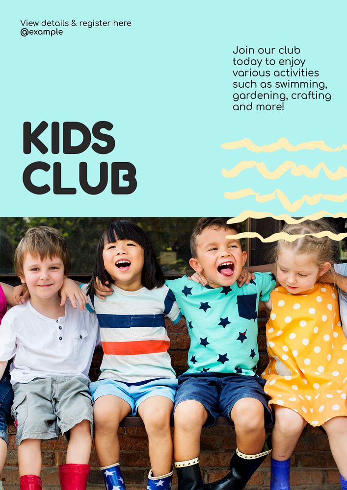 Kids club poster template, editable text and design