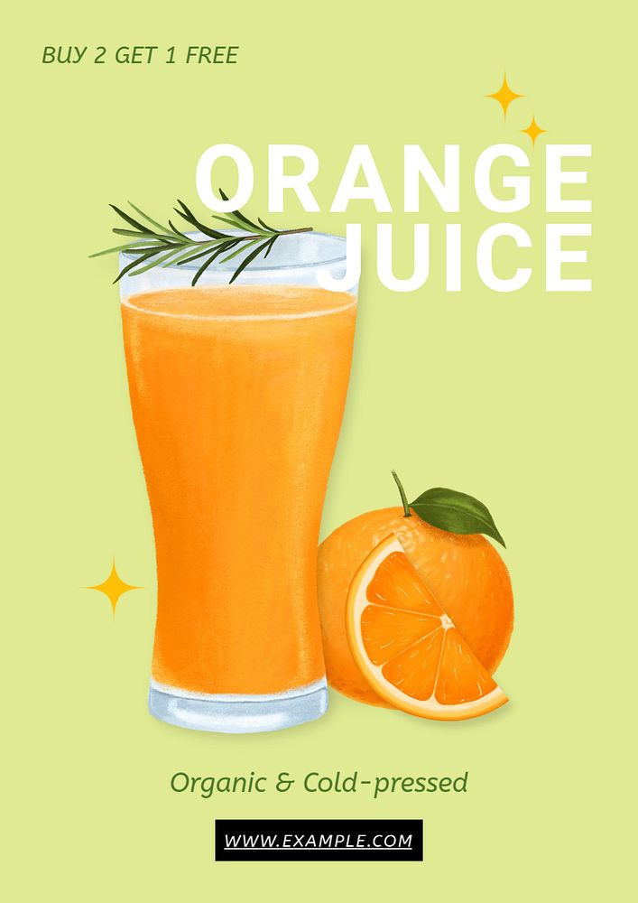 Orange juice poster template, editable text & design