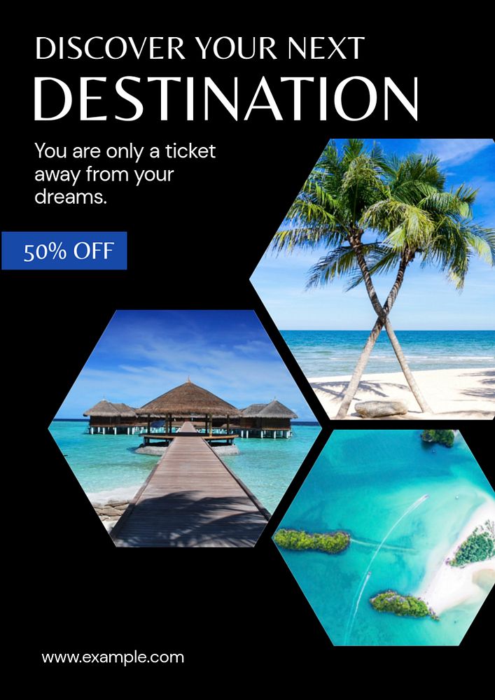 Discover and travel poster template, editable text and design