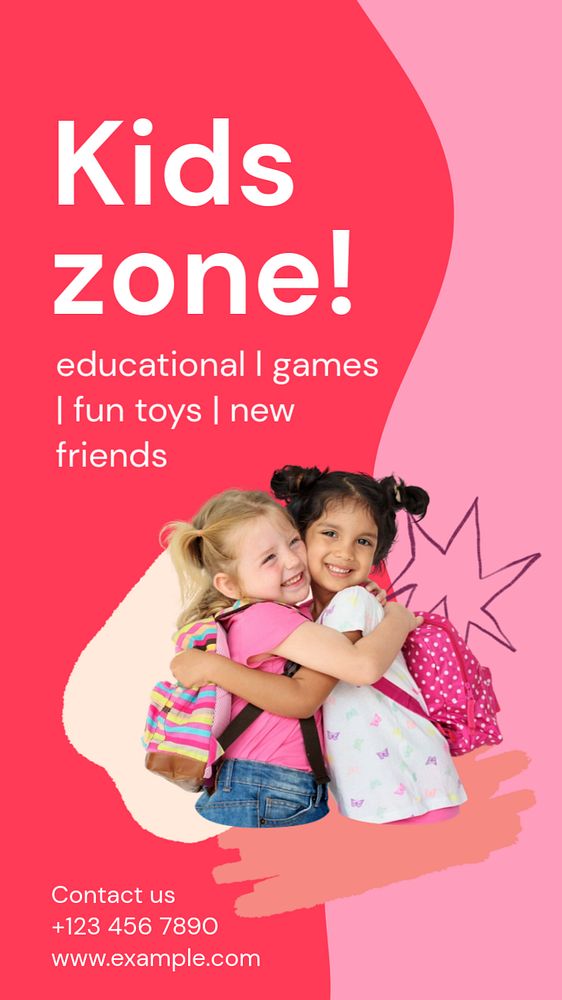 Kids zone Instagram story template, editable text