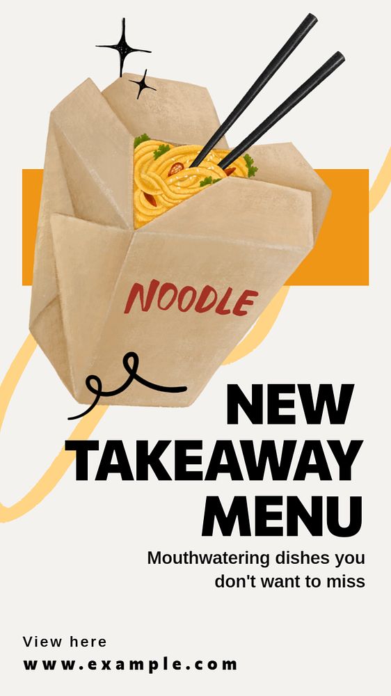 New takeaway menu Instagram story template, editable text