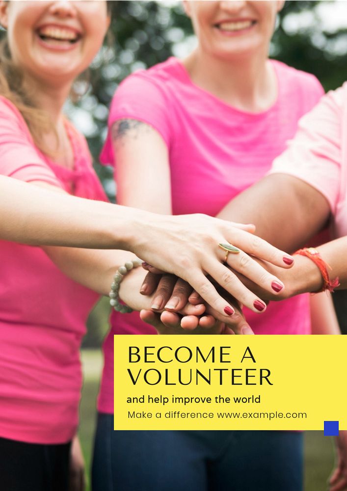 Become a volunteer  poster template, editable text and design