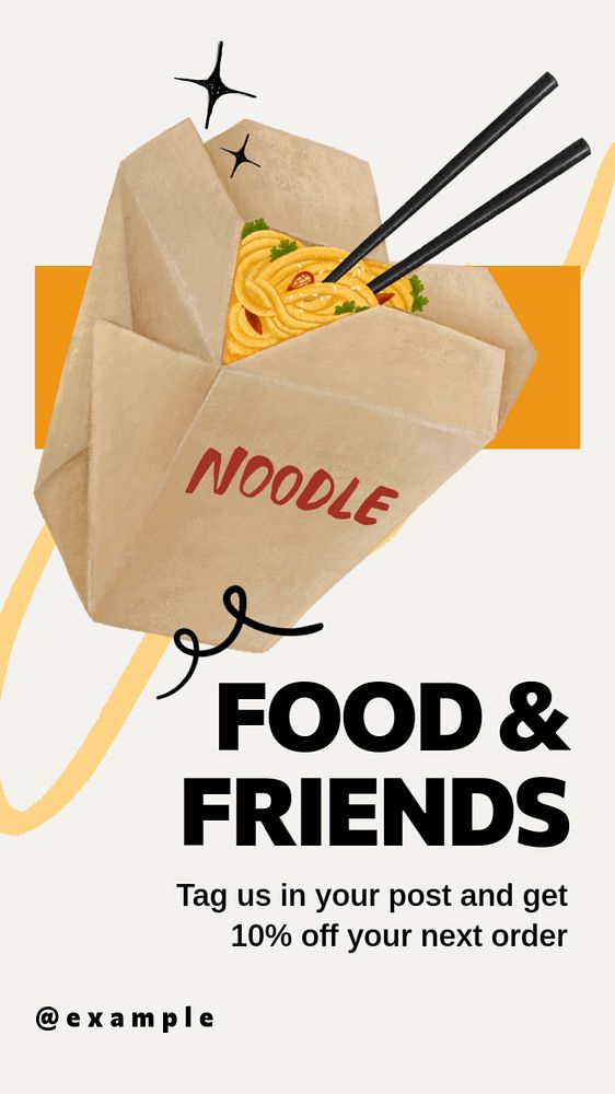 Food & friends Instagram story template, editable text