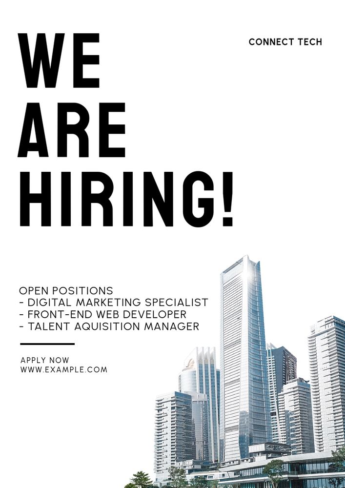 We are hiring poster template, editable text and design