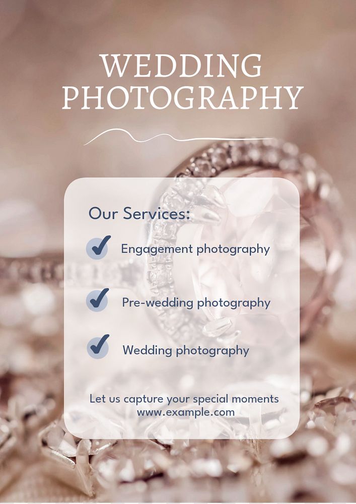 Wedding photography poster template, editable text & design