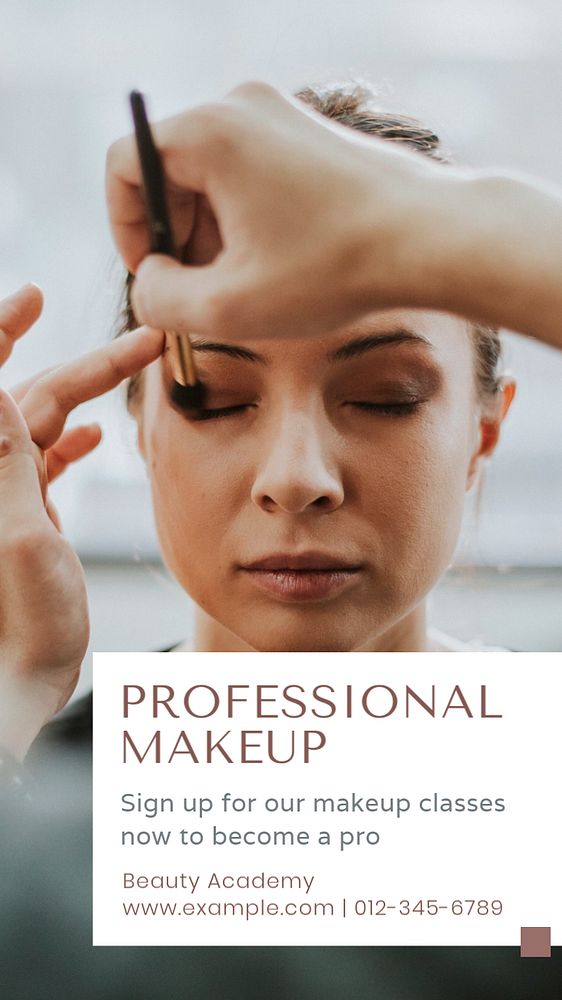 Professional makeup course  Facebook story template, editable design