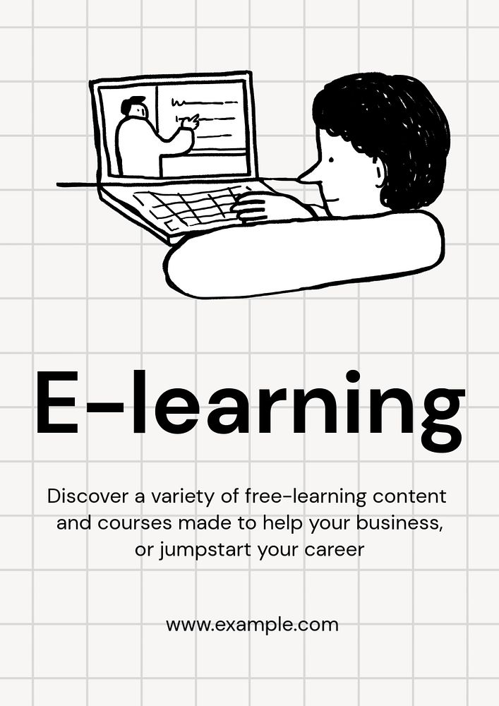 E-learning  poster template, editable text and design