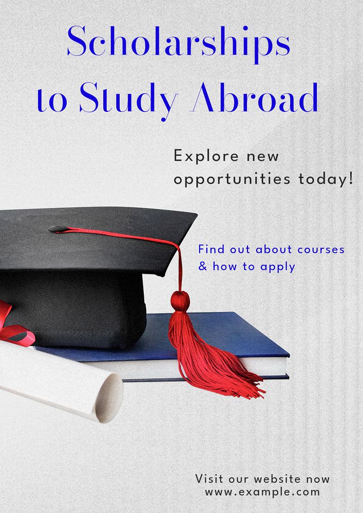 Study abroad scholarships poster template, editable text and design