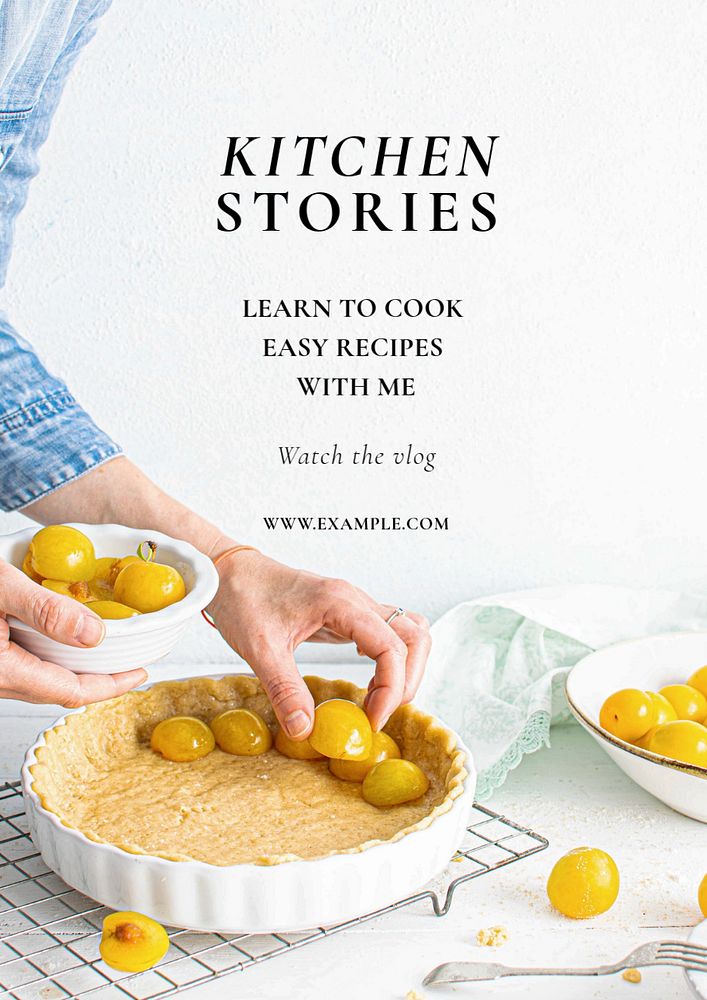 Kitchen stories poster template, editable text & design