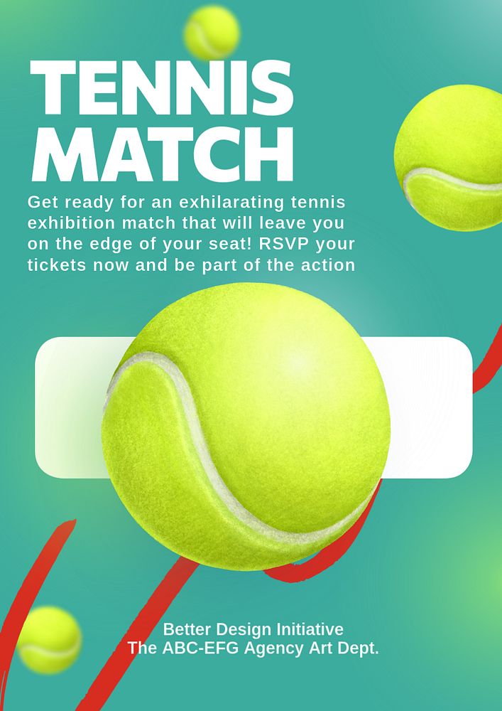 Tennis poster template, editable text and design