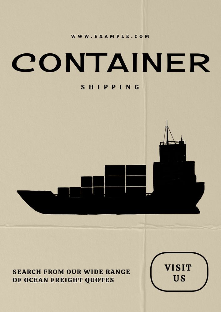 Container shipping poster template, editable text and design