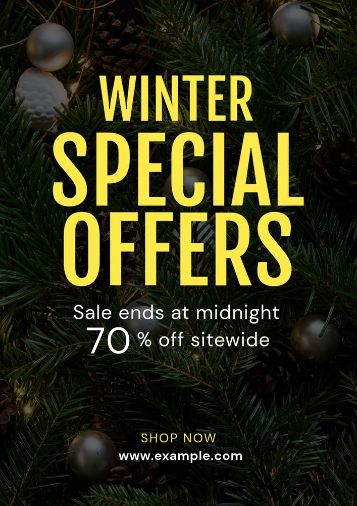 Winter sale poster template, editable text & design