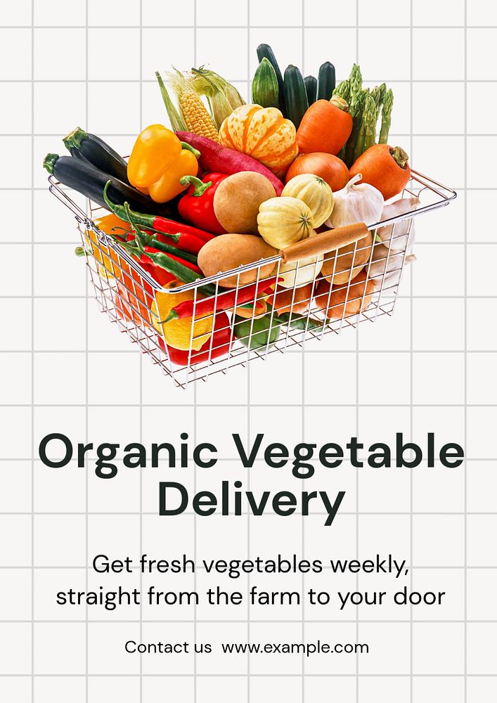 Organic vegetable delivery  poster template, editable text and design