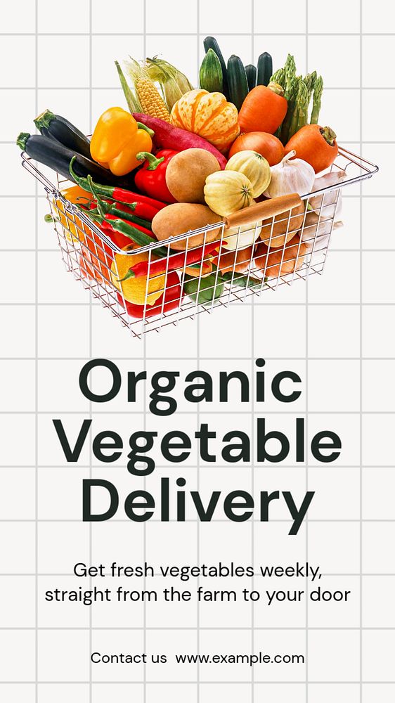 Organic vegetable delivery  Instagram story template, editable text