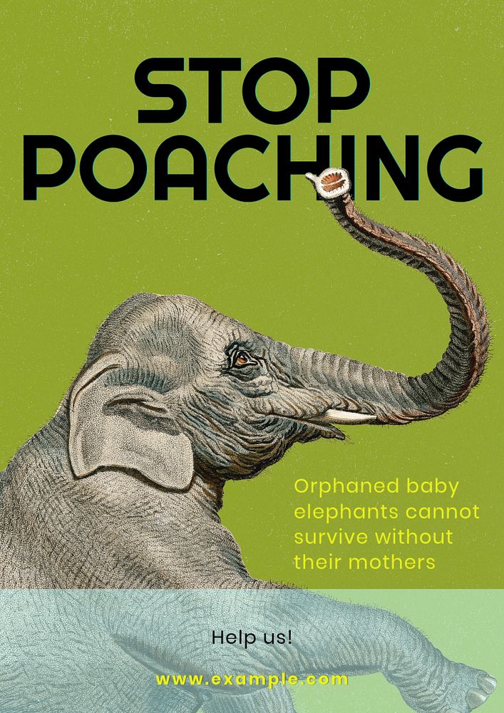 Stop poaching poster template, editable text and design