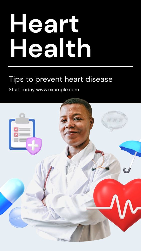 Heart health  Instagram story template, editable text