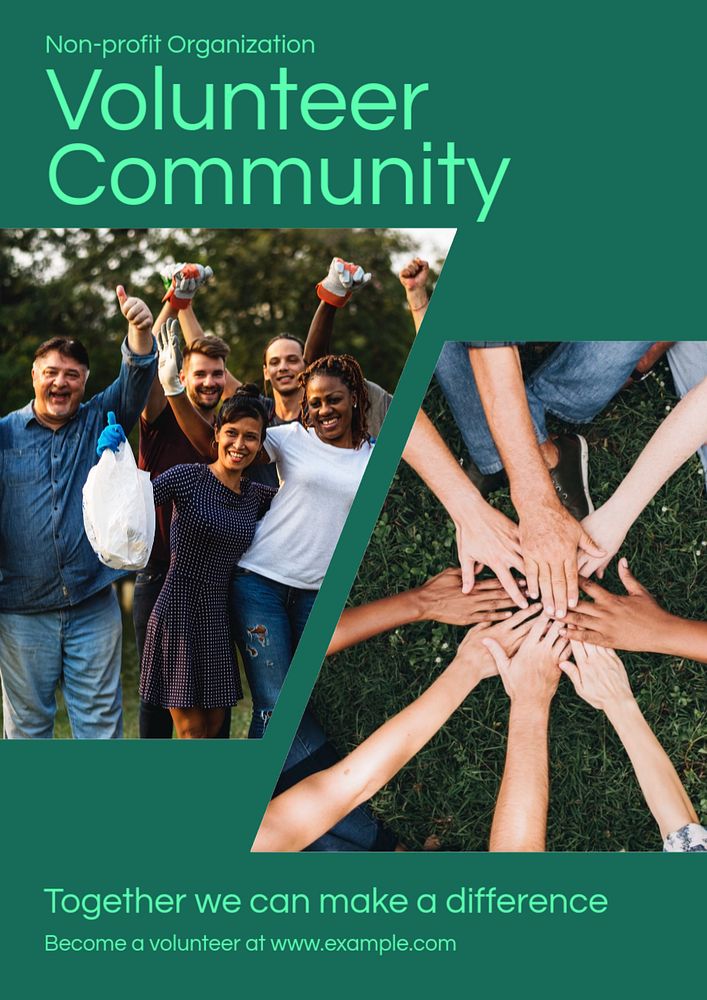 Volunteer community poster template, editable text and design