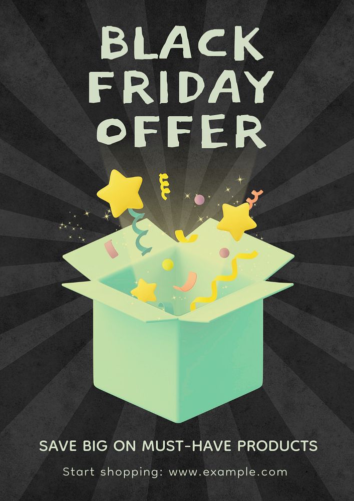 Black Friday offer poster template, editable text and design