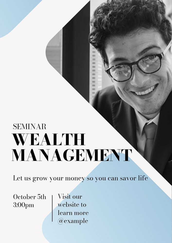 Wealth management poster template, editable text & design