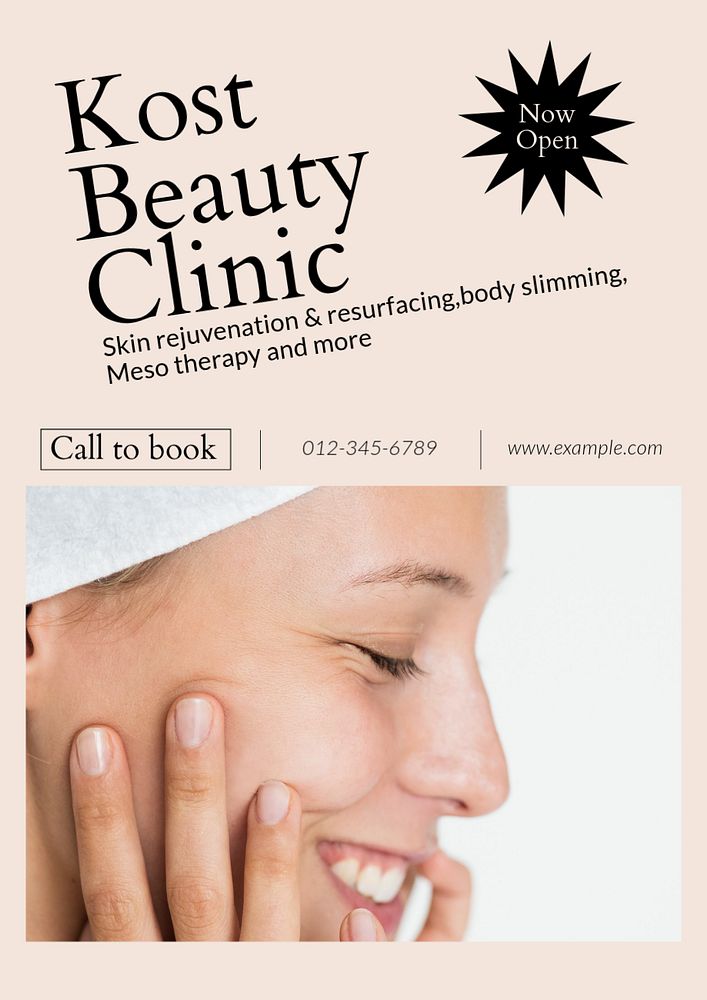 Beauty clinic poster template, editable text & design