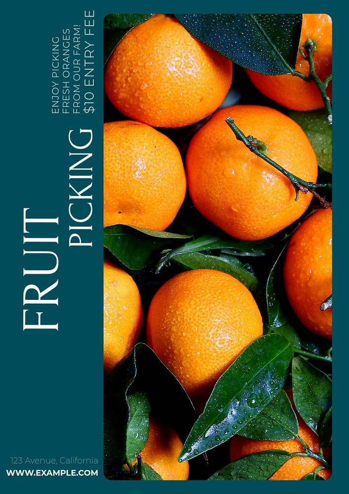 Fruit picking poster template, editable text and design