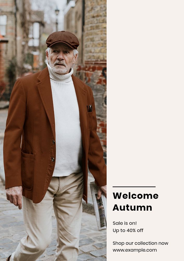 Welcome Autumn poster template, editable text & design