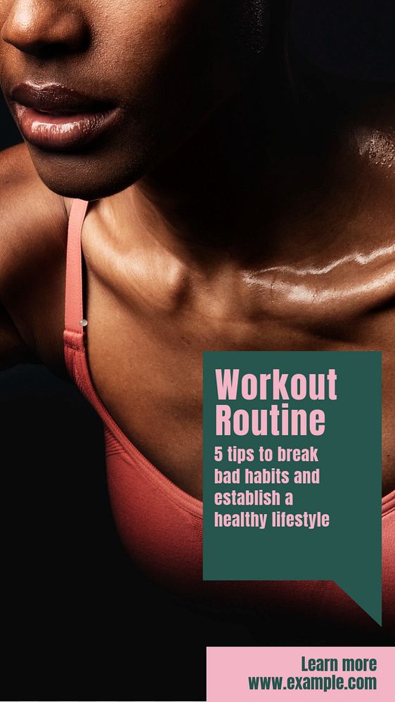 Workout routine social story template, editable Instagram design 