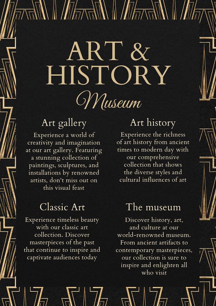 Art & History Museum poster template, editable text & design