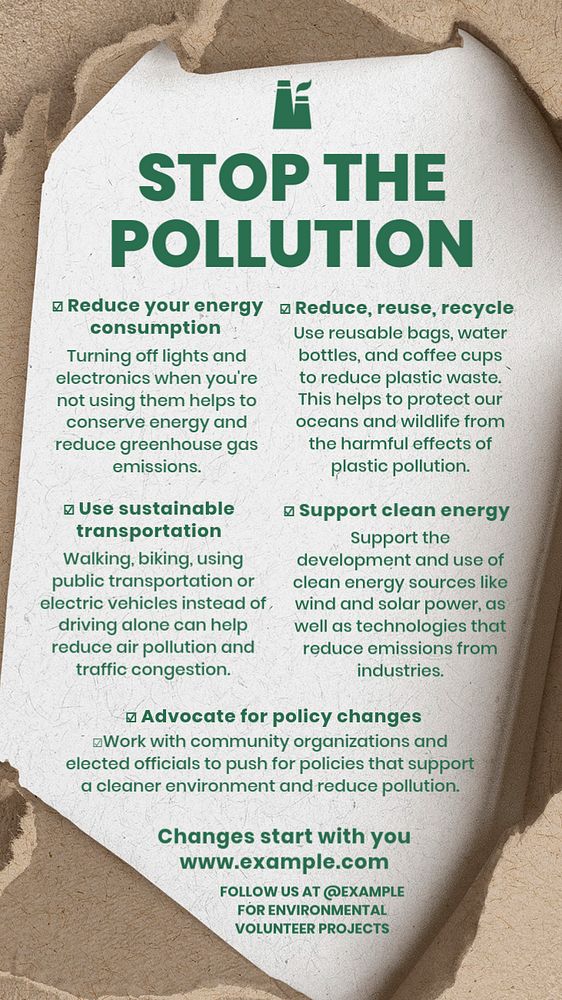 Stop the pollution Instagram story template, editable text