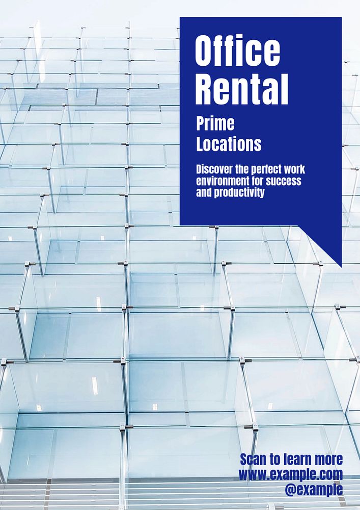 Office rental poster template, editable text and design