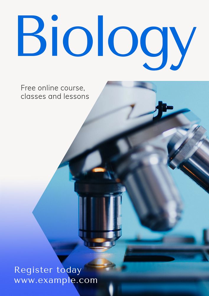 Biology course  poster template, editable text and design