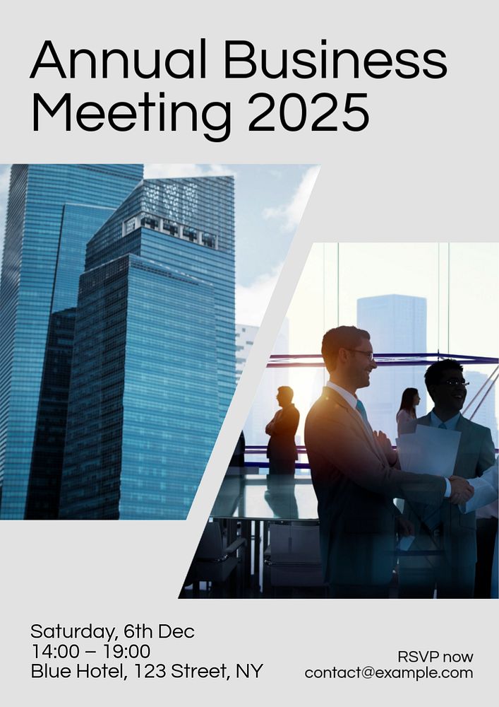 Annual meeting poster template, editable text and design