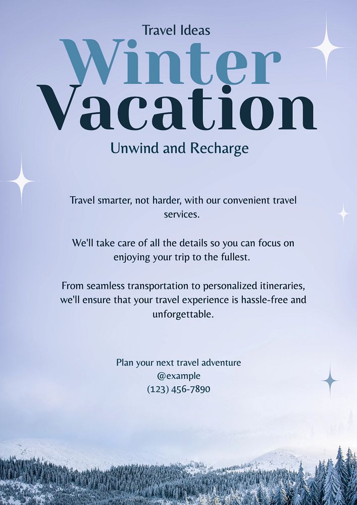 Vacation poster template, editable text and design