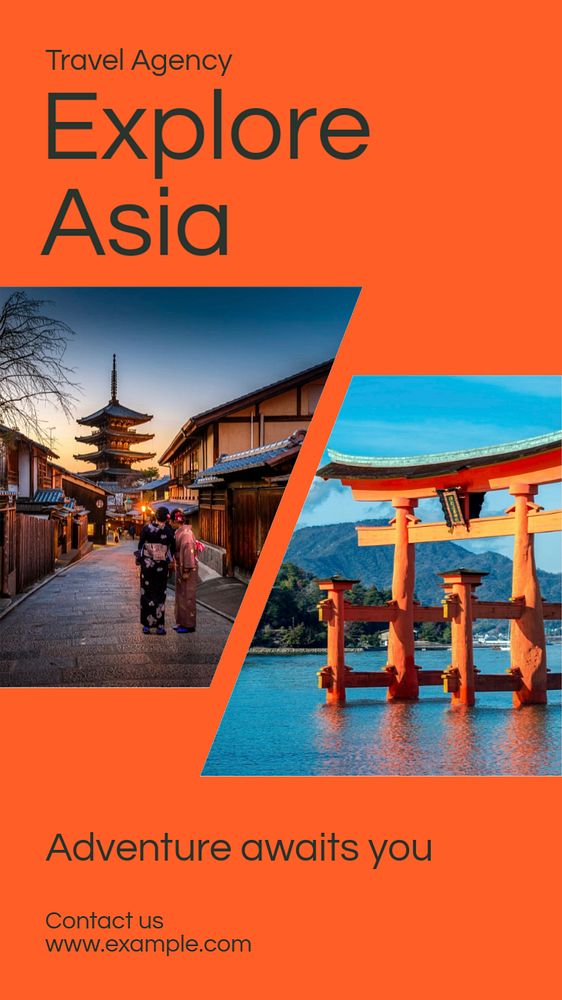 Explore Asia Facebook story template, editable design