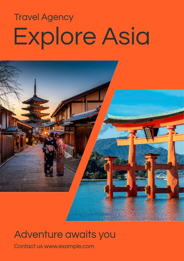 Explore Asia poster template, editable text and design