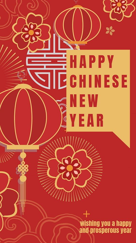 Chinese new year  Instagram story template, editable text