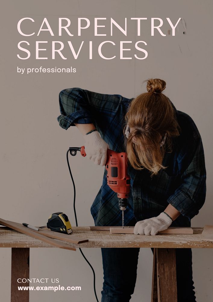 Carpentry services poster template, editable text and design