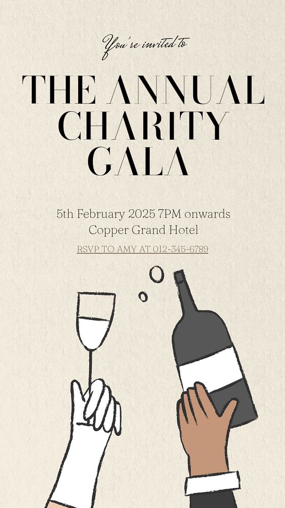 Charity Gala  Instagram story template, editable text