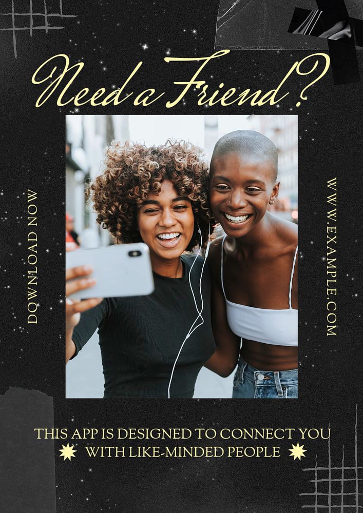 Make new friends poster template, editable text and design